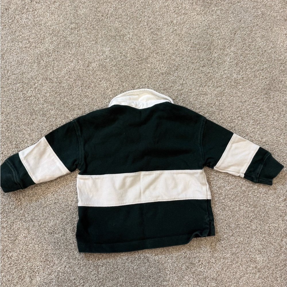 GAP Green & White Rugby Shirt & osh kosh b’gosh Blue Jeans 12-18m preppy trendy - Picture 4 of 8